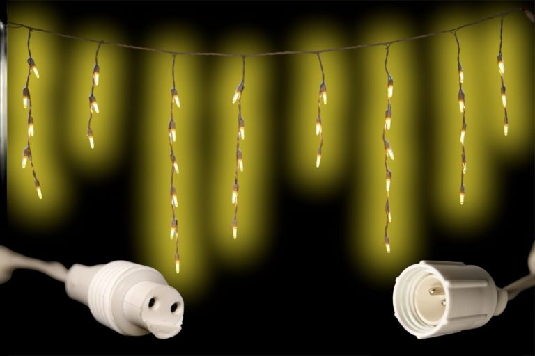 Warm White Icicle lights 7ft Coaxial plug