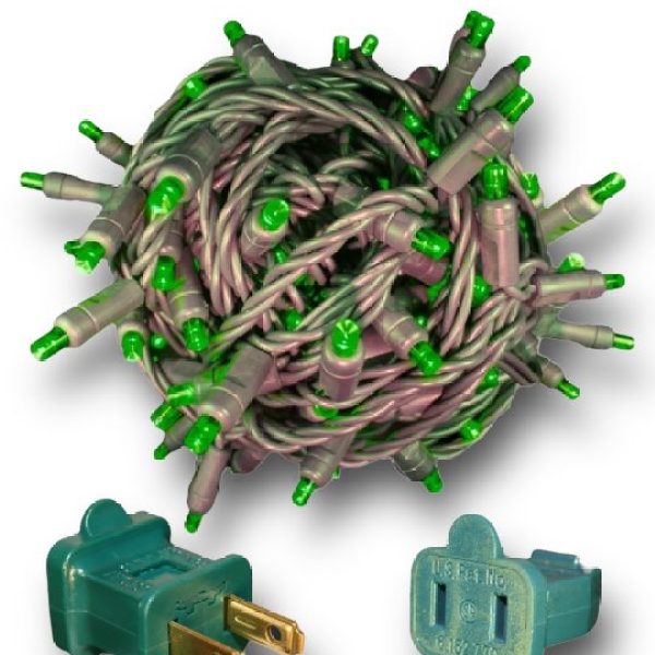 70 5mm Green LED Christmas Lights 4"