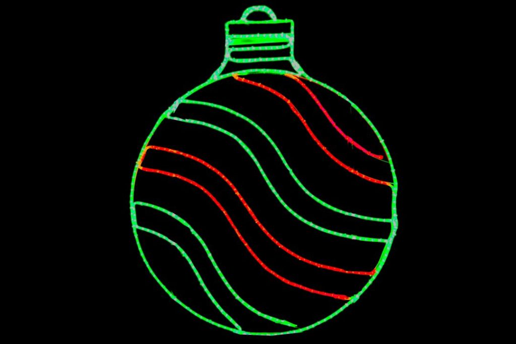 LED 54" Green and Red Ornament Wireframe Motif Yard Decoration