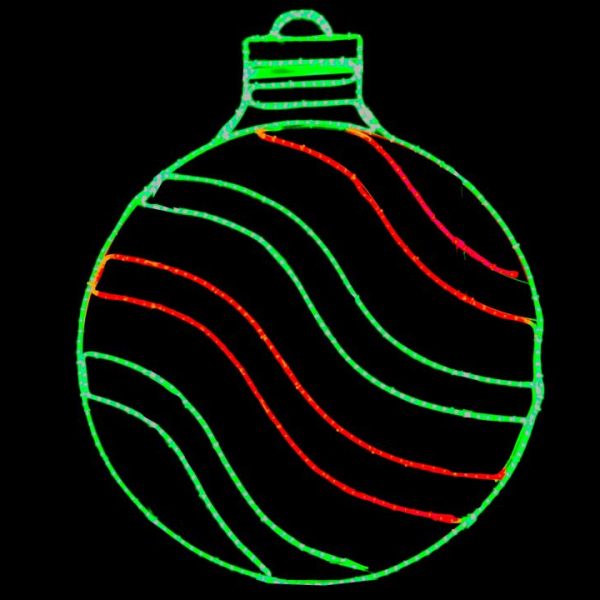 LED 54" Green and Red Ornament Wireframe Motif Yard Decoration