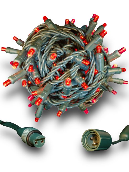 97 70 5mm Red LED Christmas Lights 4" spacing GW Coaxial Plug