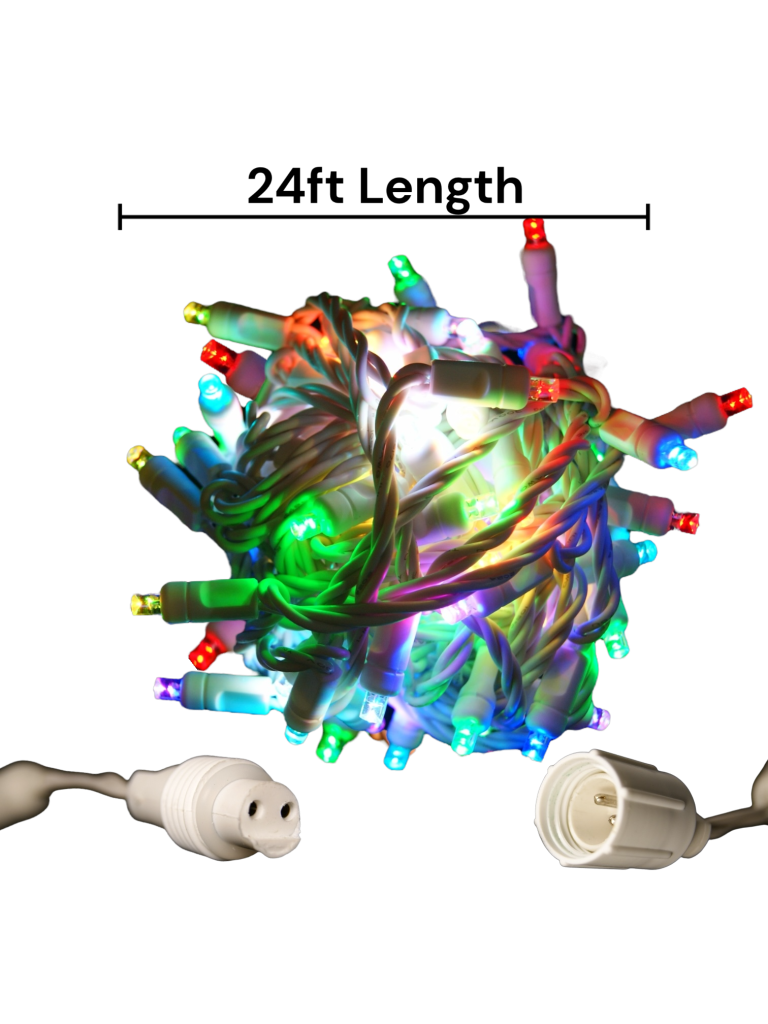 5mm RGBWW LED Christmas Lights, 4" spacing Coaxial Plug