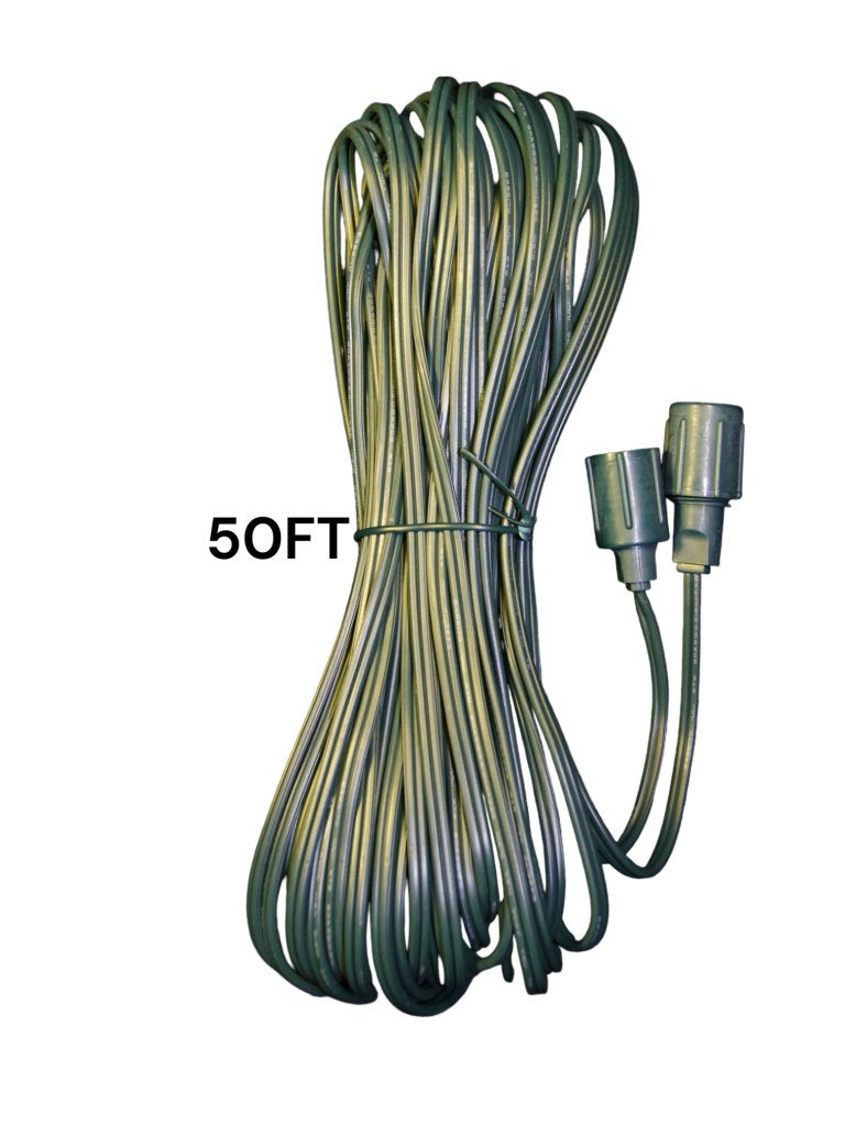 Holiday Waterproof Coaxial extension cord 50ft Green wire