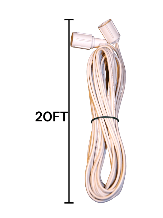 117 Christmas Coaxial extension cord 20ft White Wire
