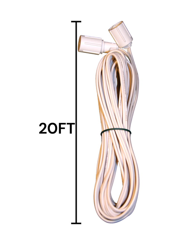 Christmas Coaxial extension cord 20ft White Wire