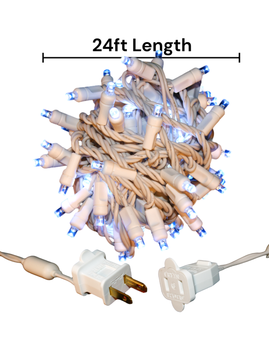 90 Cool White LED Christmas Lights Standard Plug