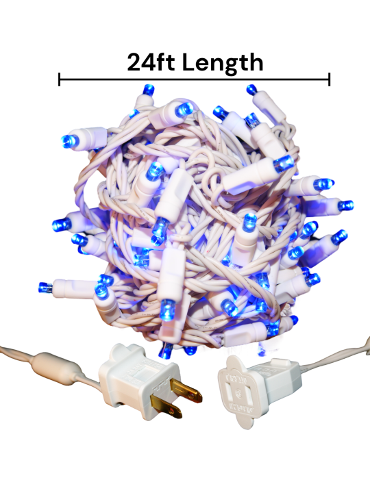 93 70 5mm Blue LED Christmas Lights, 4" spacing WW, Standard Plug